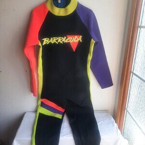 Vintage Barracuda Wet Suit Womens Size  XXL USA MADE Retro Colors RARE Neon READ